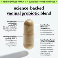 Thumbnail for Lemme Purr Vaginal Probiotics for Women - Promotes pH Balance, Healthy Vaginal Odor & Urinary Tract Health w/Lactobacillus Blend, Clinically Tested Strains, Pineapple & Vitamin C - 60 Veggie Capsules