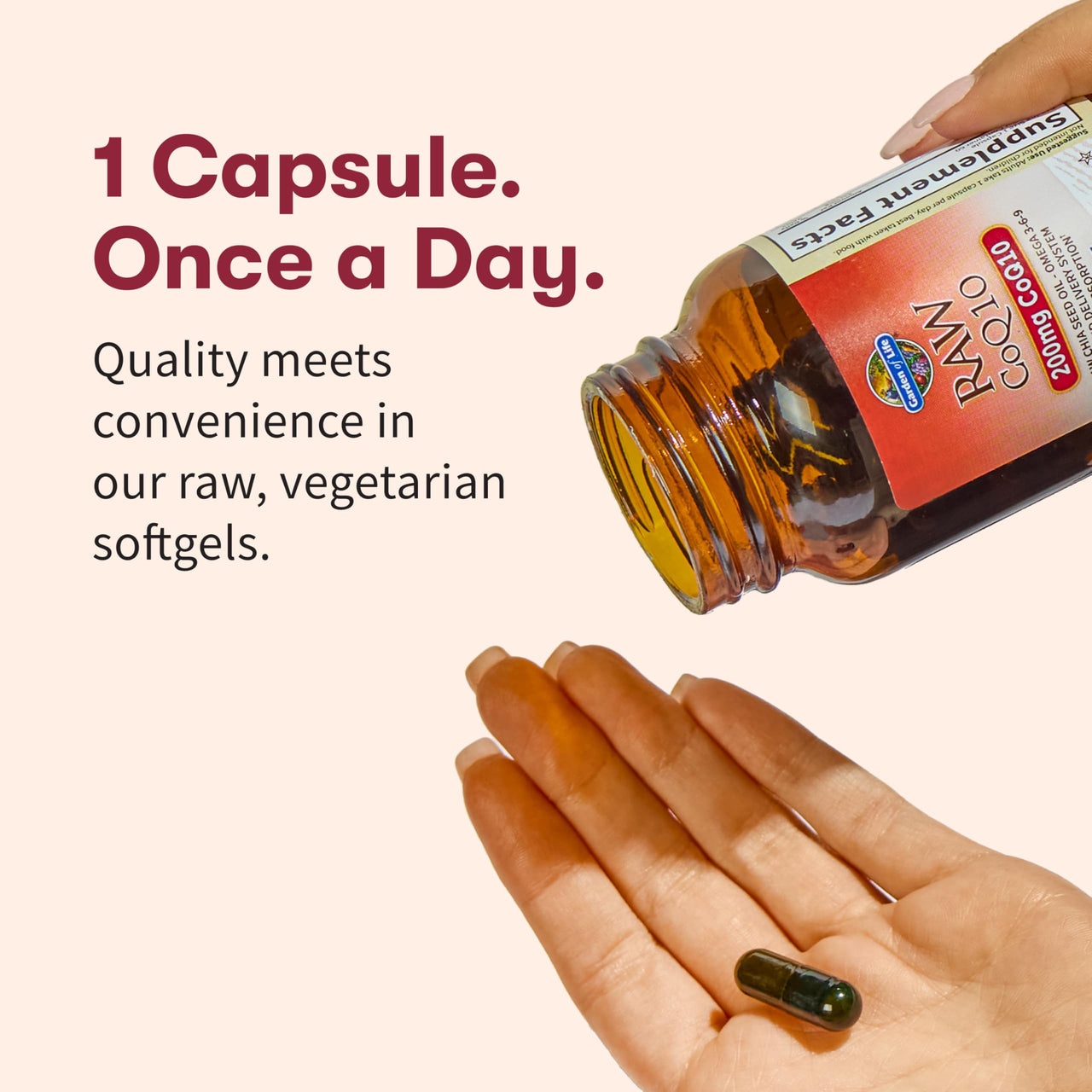 Garden of Life CoQ10 200mg, Vegetarian Omega 3 6 9 Supplement Raw Co Q 10 Chia Seed Oil, Whole Food Nutrition with Antioxidant Support, Coenzyme q10 Supplement for Heart Health, 60 Capsules