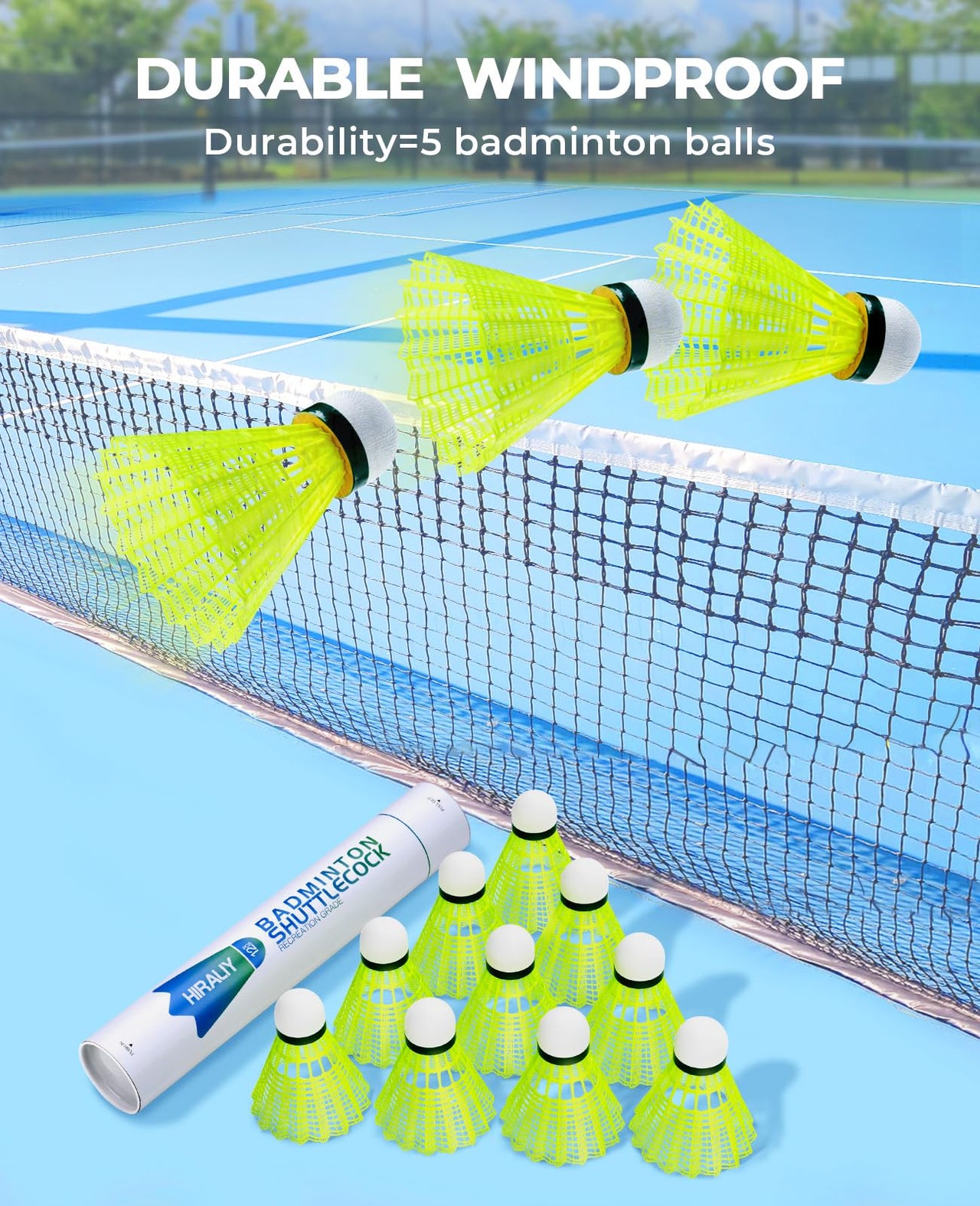 HIRALIY 12 Pack Badminton Birdies, NylonDurable Shuttlecocks for Backyard & Baseball Batting Practice, Wind Resistant Speed 77 Yellow Bulk Ball Set for Family, Beginners & Outdoor Sports (12, Yellow)