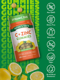 Thumbnail for Nature's Truth Vitamin C Gummies with Zinc for Adults | 60 count | Immune Support | Vegan, Non GMO & Gluten Free Supplement