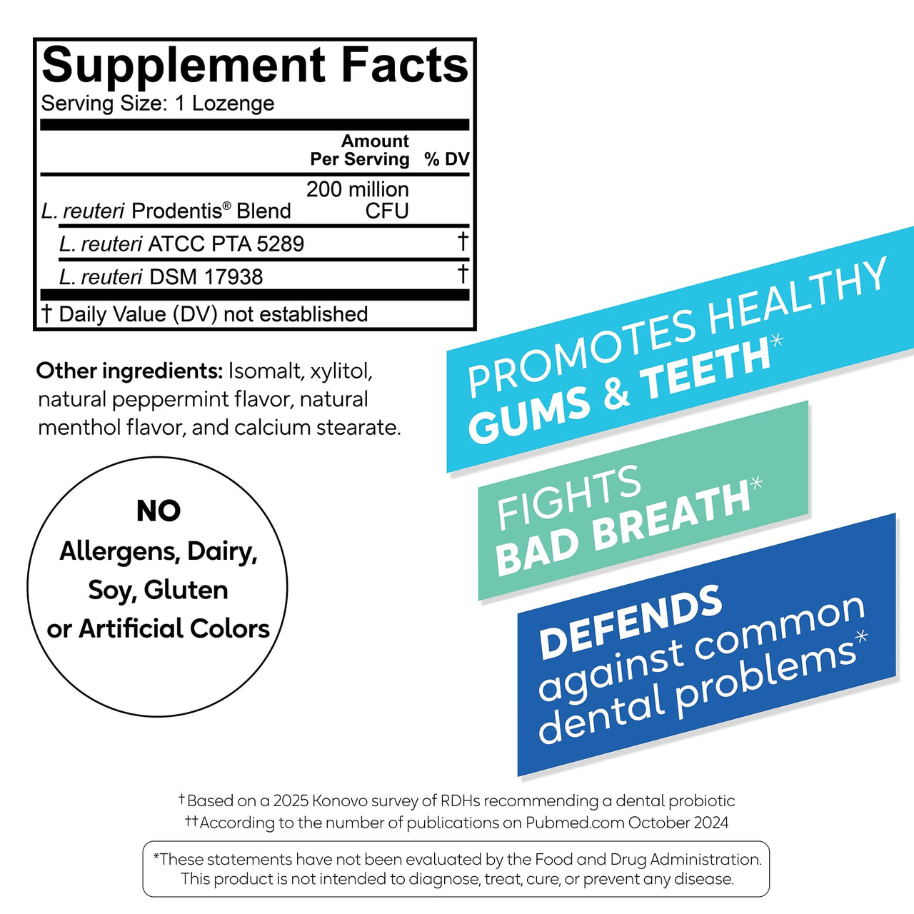 BioGaia Prodentis | Oral Probiotics | Promotes Healthy Gums & Teeth | Defends Against Bad Breath & Dental Problems | Improves Oral Health | Mint Flavored | 30 Dental Probiotic Lozenges