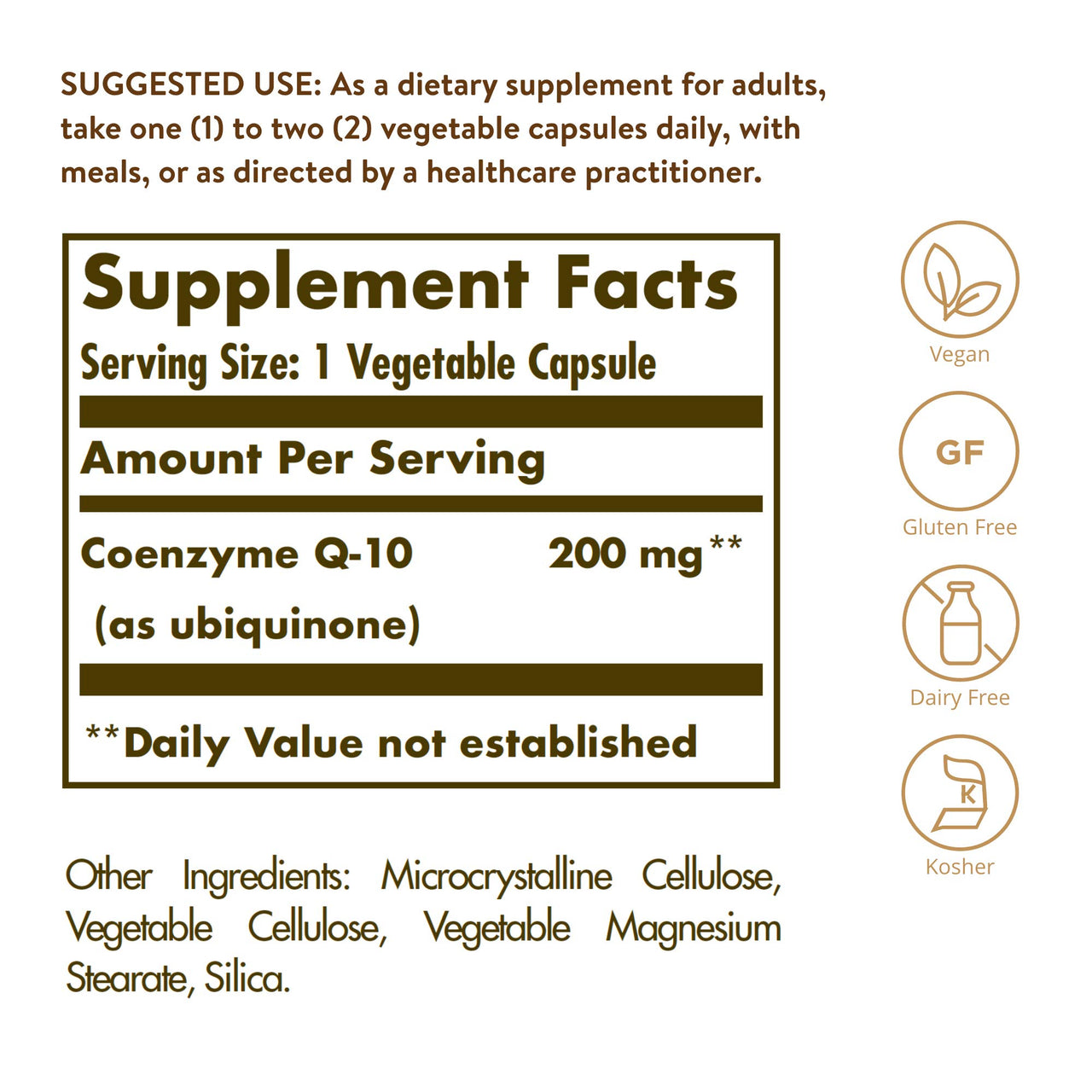 Solgar Vegetarian CoQ-10 200 mg, 60 Vegetable Capsules - Heart Healthy, Protective Antioxidant - Coenzyme Q10 (CoQ-10) Supplement - Vegan, Gluten Free, Dairy Free, Kosher - 60 Servings