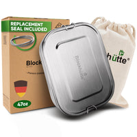 Thumbnail for Blockhütte Stainless Steel Lunch Box for Adults I 47oz I Bento Box 3 Compartments with free Sealing, Leak-Proof Container, Metal Lunchbox for Travel, Work, Eco-Friendly Meal Storage Solution