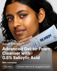 Thumbnail for Remedy for Lightweight Cleansing | Gel to Foam Cleanser for Normal to Oily Skin | 0.5% Salicylic Acid, Ceramide NP, Niacinamide, Green Tea | By Dermatologist Dr. Shah, 5 fl. Oz