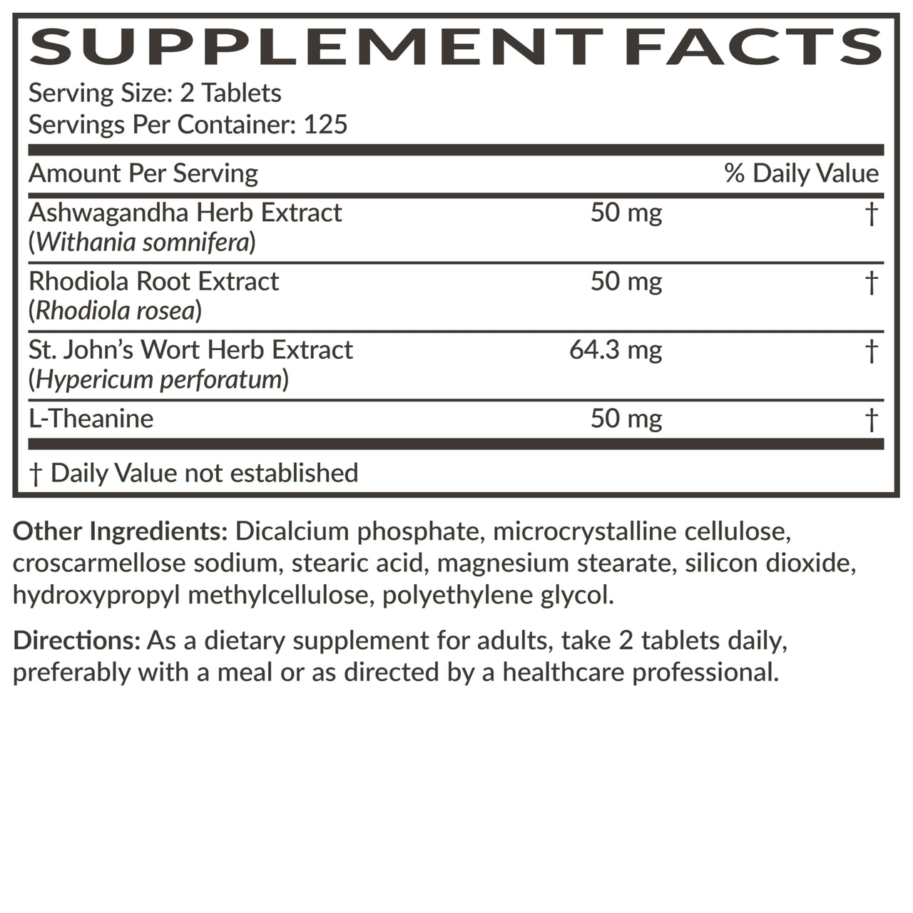 Futurebiotics Chill Pill + Ashwagandha, Rhodiola, St. John’s Wort, & L-Theanine - Non-GMO, 250 Vegetarian Tablets