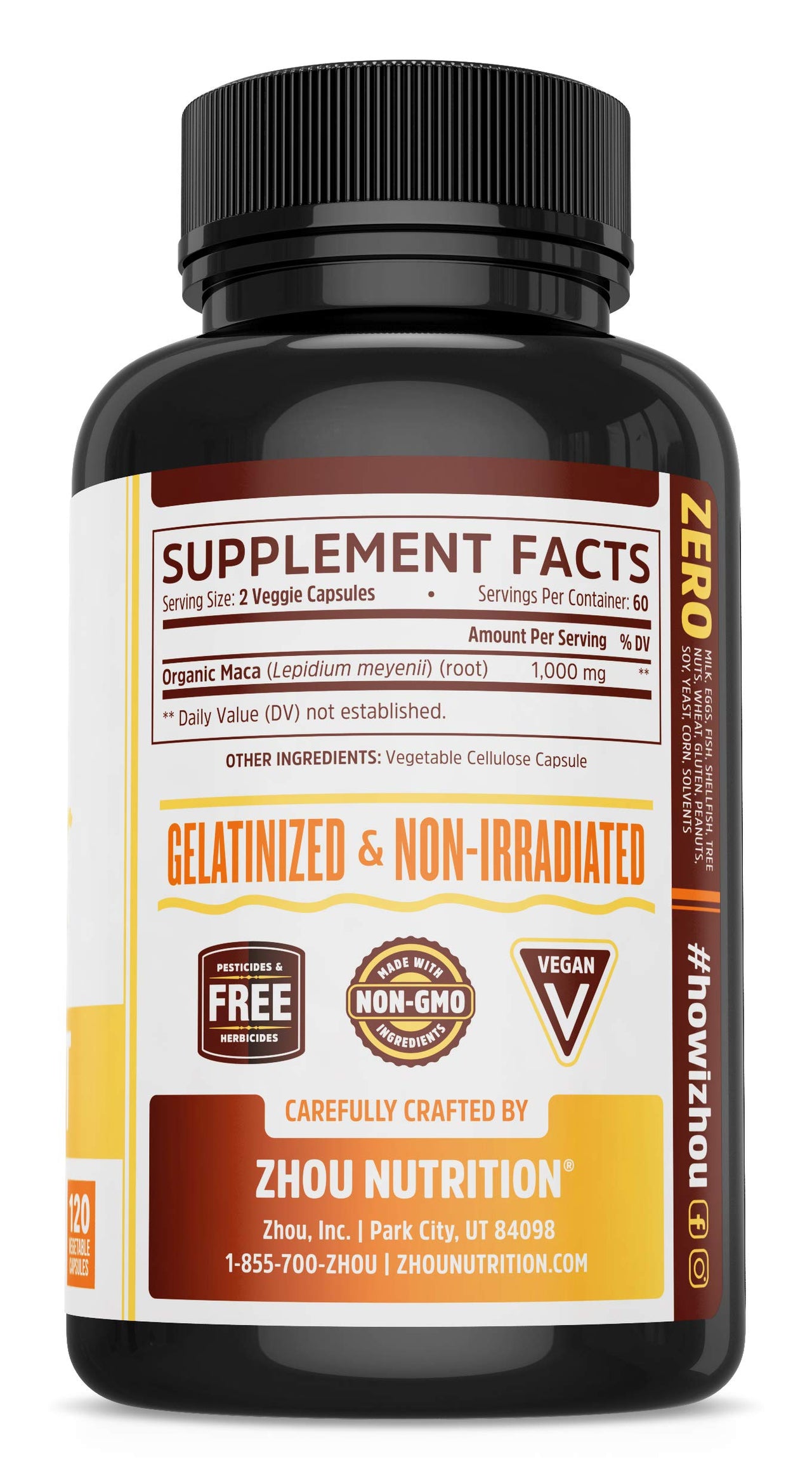 Zhou Maca Root | Wellness Supplement for Men & Women | Boosts Energy | 60 Servings, 120 Count