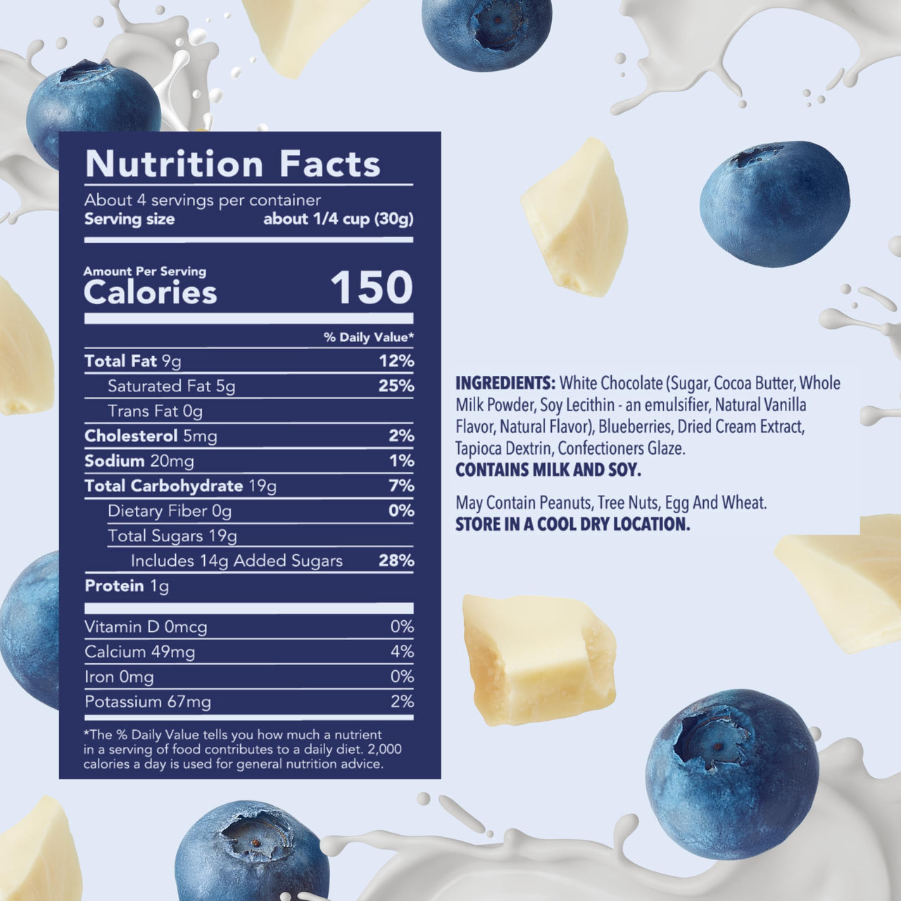 Tru Fru Nature's Blueberries Hyper-Dried in Crème, Premium Gourmet Freeze Dried Snack, 4.2 oz