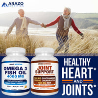 Thumbnail for Arazo Nutrition Wild Caught Omega-3 Fish Oil Concentrate – 4,080mg per Serving – High EPA 1200mg & DHA 900mg – 120 Burpless Lemon Softgels