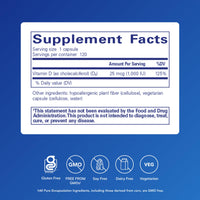 Thumbnail for Pure Encapsulations Vitamin D3 25 mcg (1,000 IU) - Supplement to Support Bone, Joint, Breast, Heart, Colon & Immune Health - with Premium Vitamin D - 120 Capsules