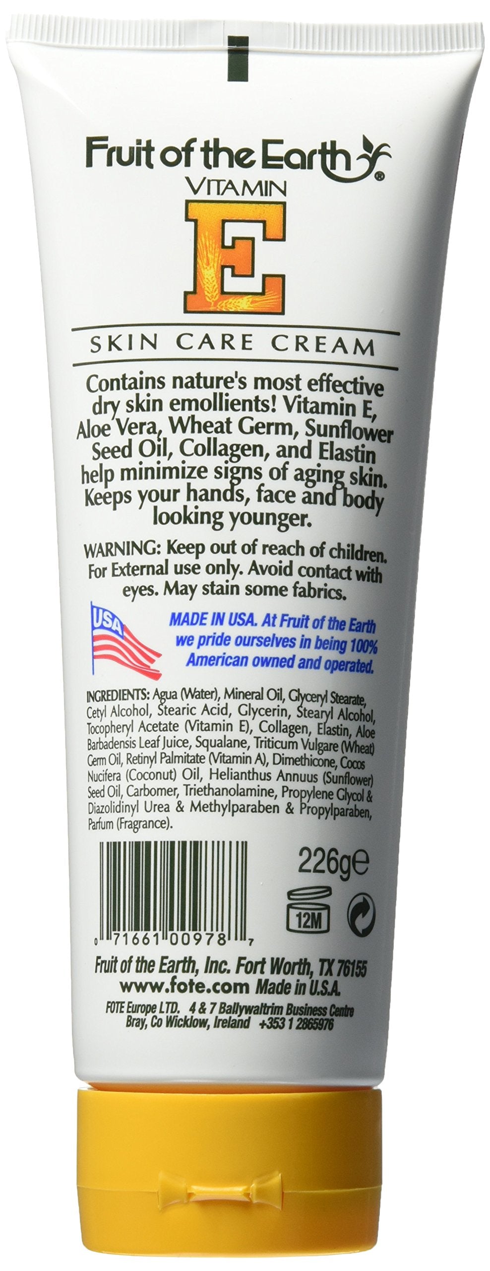 Fruit of the Earth Vitamin-E Cream Tube, 8 Ounce
