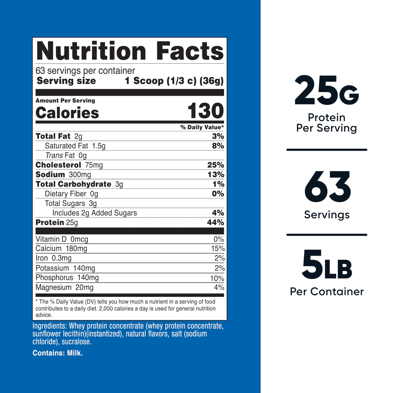 Nutricost Whey Protein Powder, Vanilla, 5 pounds - Whey Protein Concentrate