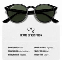 Thumbnail for Ray-Ban RB2180 Round Shaped Non-Polarized Sunglasses for Men & Women – Includes Official RAYBAN Eyewear Kit – Ideal Formal & Casual Wear Sunglasses – Dark Green Lens