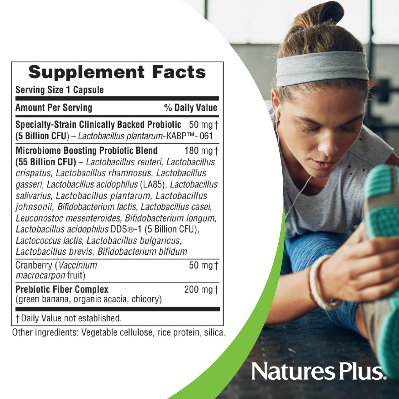 NaturesPlus GI Natural Probiotic Women - 30 Capsules, Pack of 2 - Digestive & Immune Support, Urinary Tract Health - Includes Cranberry - Gluten Free - 60 Total Servings