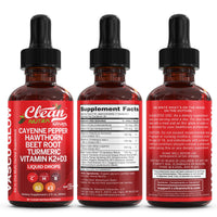 Thumbnail for Clean Nutra Cayenne Pepper Drops Supplement Liquid + Hawthorn Berry, Vitamin D3 K2 Beet Root Powder, Ceylon Cinnamon, Turmeric Curcumin, Organic Panax Ginseng, Berberine Extract 1 Pack