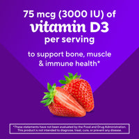 Thumbnail for vitafusion Extra Strength Vitamin D3 Gummy, Strawberry Flavored Bone and Immune System Support (1) 120 Count