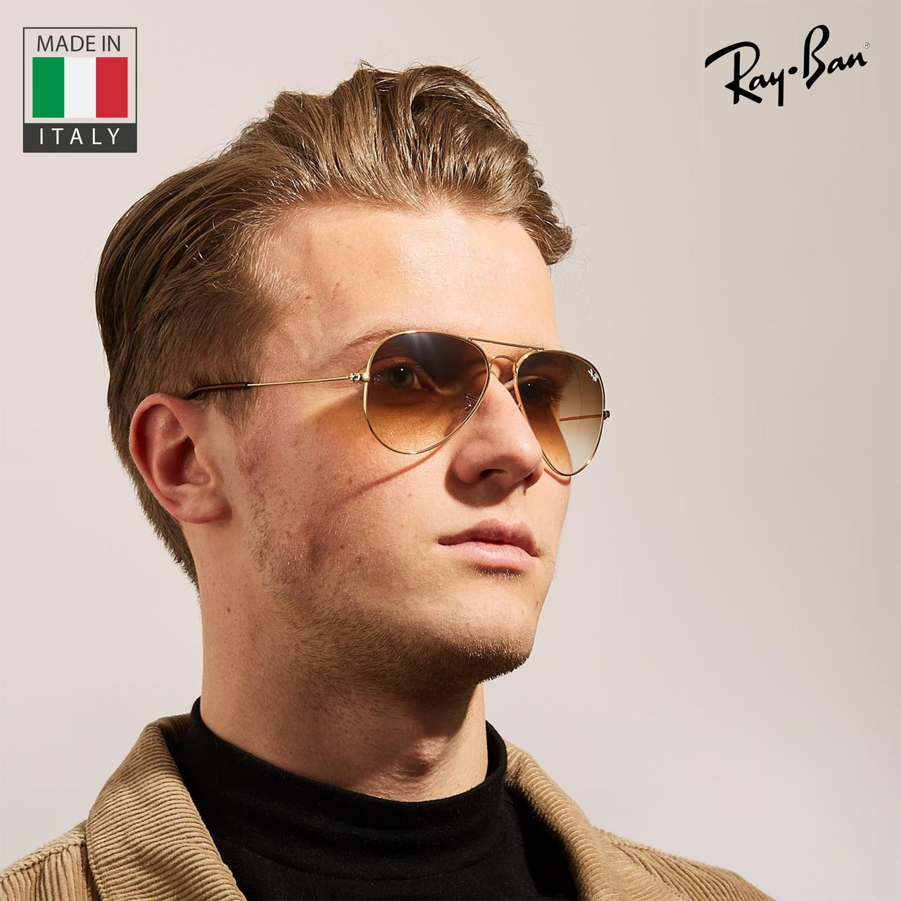 Ray-Ban RB3025 Classic Gradient Aviator Shape Sunglasses With Eyewear Kit Bundle - Adjustable Nose Pads - Ideal Formal and Casual Wear Retro Sunglasses