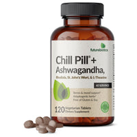 Thumbnail for Futurebiotics Chill Pill + Ashwagandha, Rhodiola, St. John’s Wort, & L-Theanine - Non-GMO, 120 Vegetarian Tablets