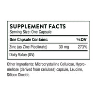 Thumbnail for THORNE Zinc Picolinate 30 mg - Well-Absorbed Zinc Supplement for Growth and Immune Function* - 60 Capsules