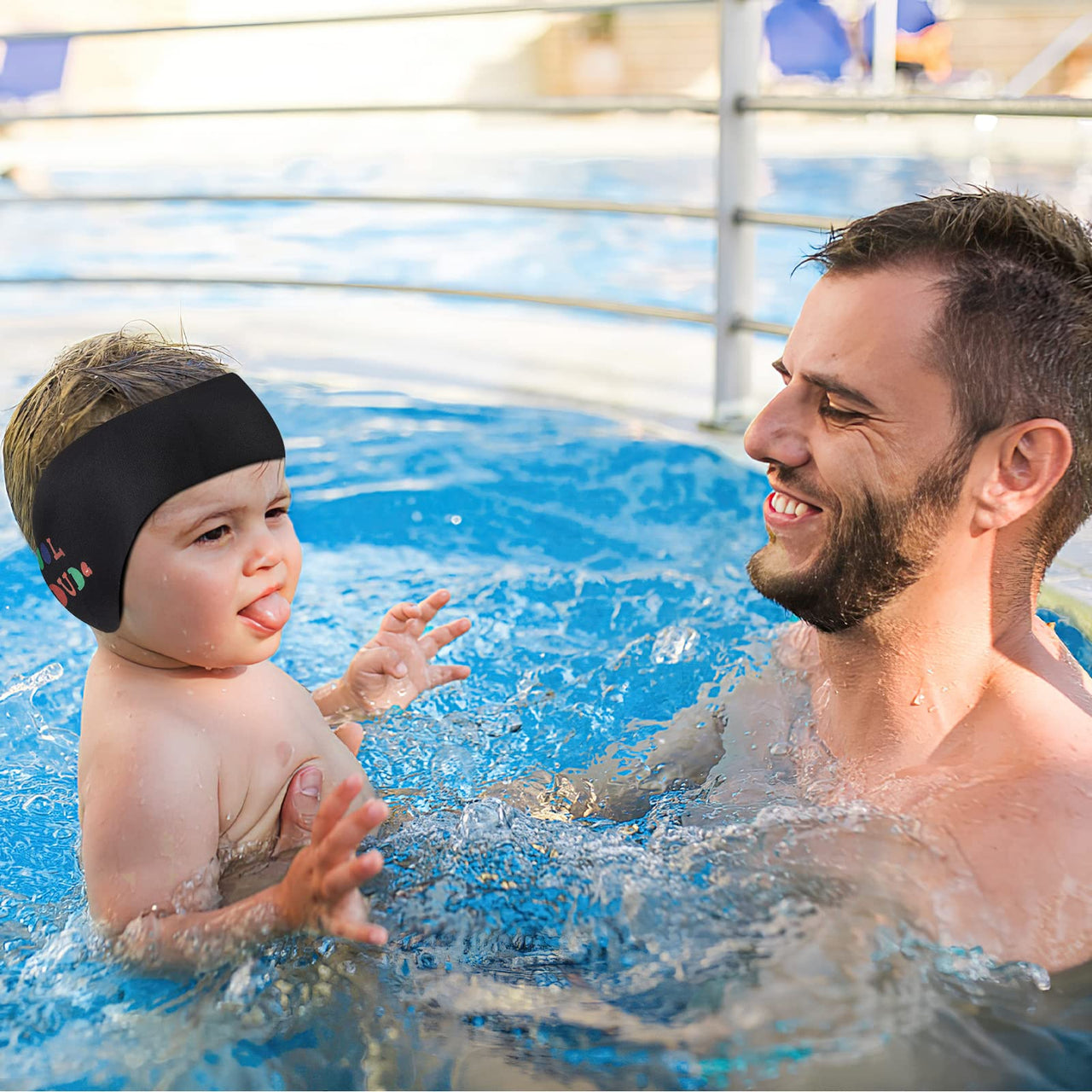 HeySplash Swimming Headband, Swimming Earplugs Kids Ear Plugs Ear Band Swimmer Ear Protection, Elastic Neoprene Ear Guard, Hair Guard for Kids, Adults, Keep Water Out, Hold Earplugs in, Medium,Black