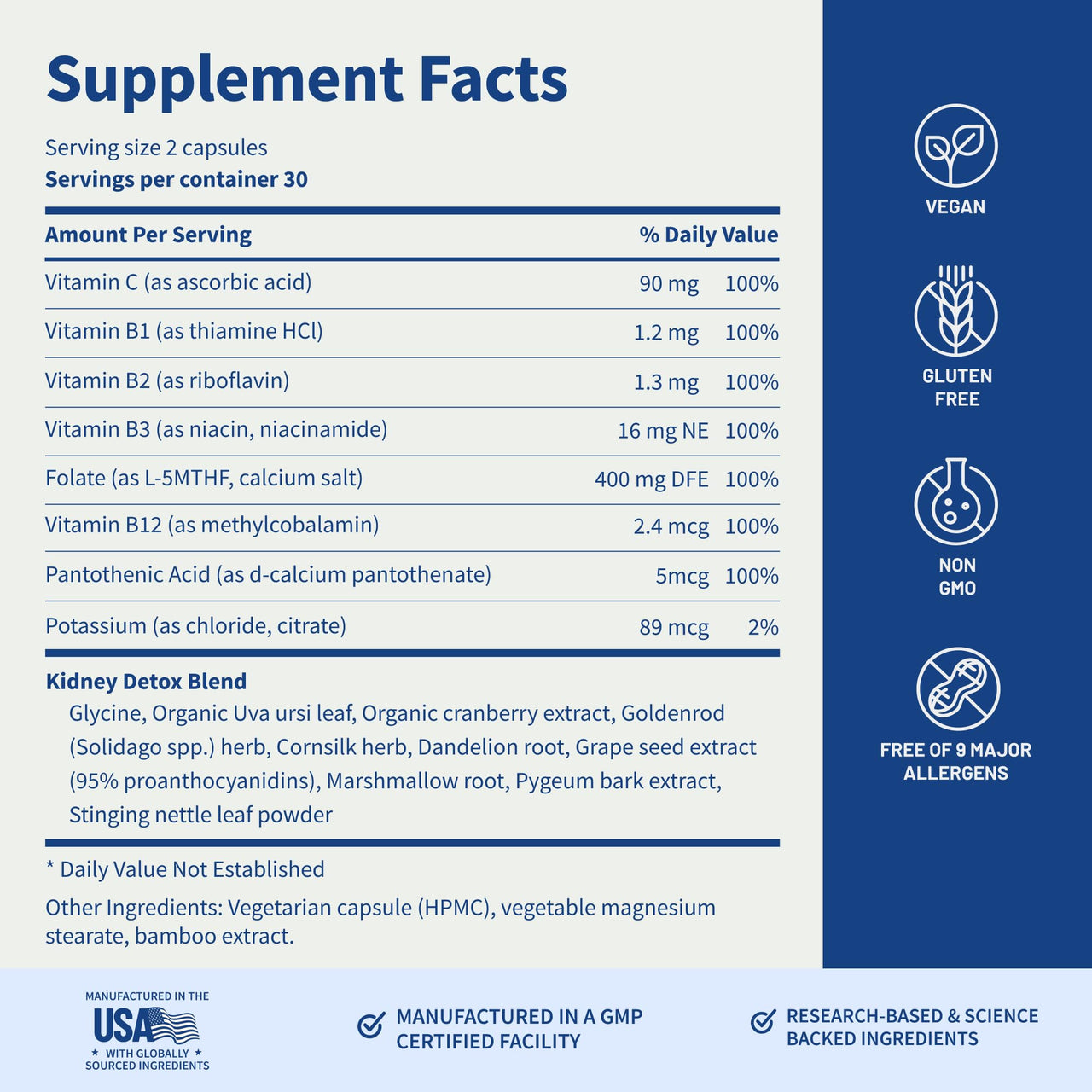 Snap Supplements Kidney Health Support Supplement - Kidney and Urinary Tract Health Support for Women and Men, 60 Vegetarian Capsules (30 Servings, 1 Month Supply)