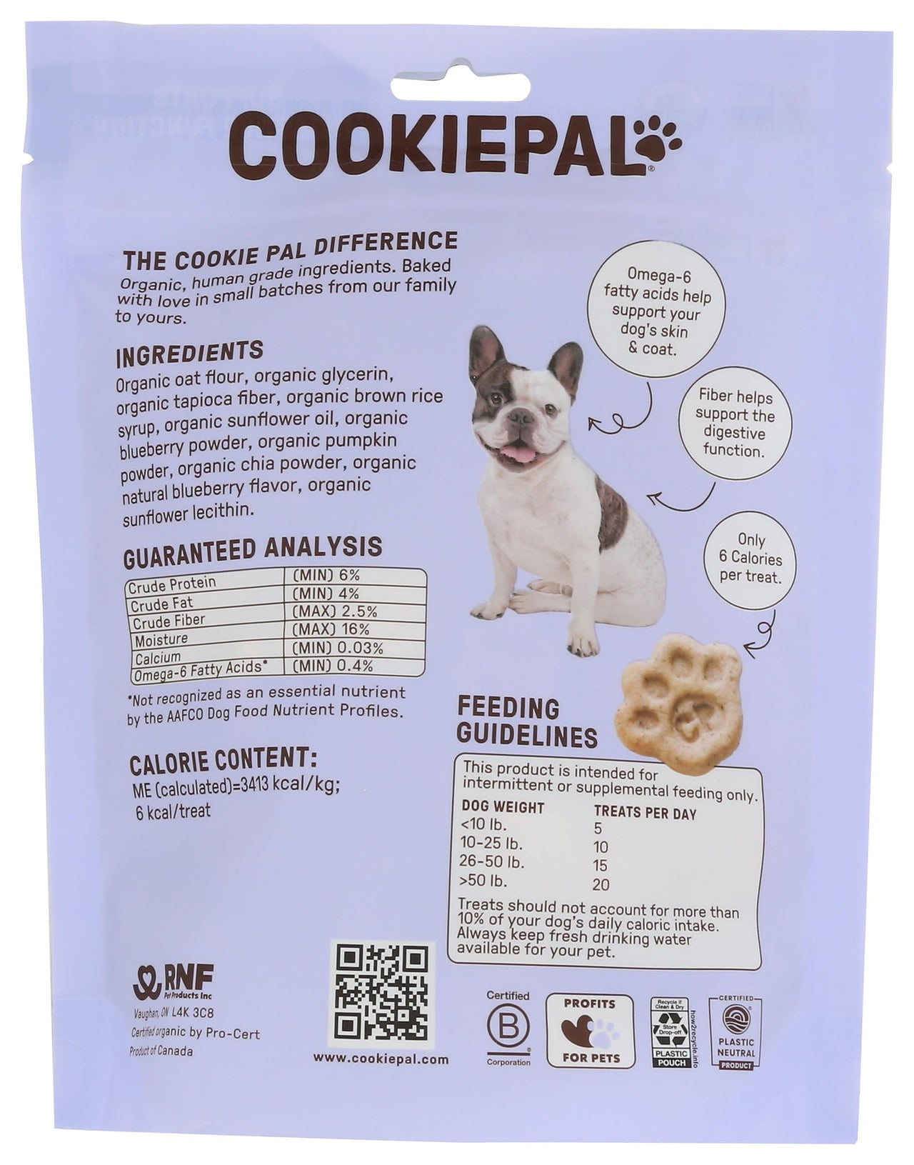 CookiePal Dog Treats Soft Baked Pumpkin Blueberry Organic, 8.8 Ounce