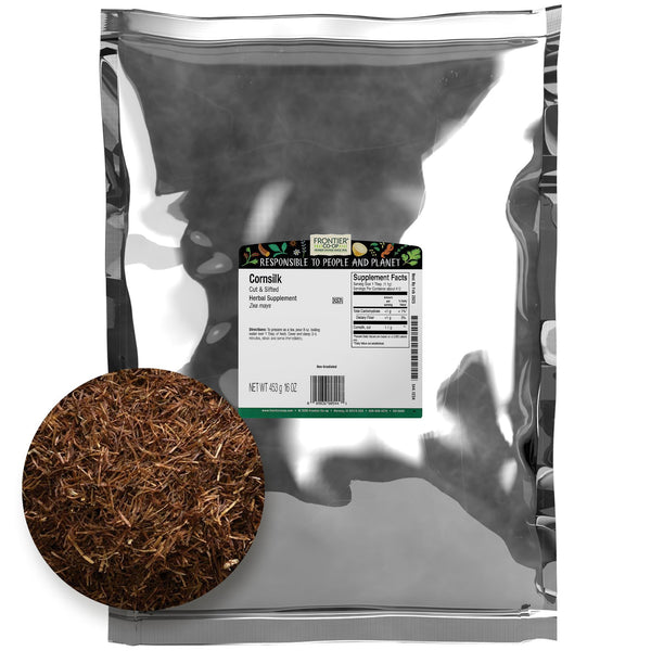 Frontier Co-op Cornsilk, 1lb Bulk Bag | Cut and Sifted Dried Corn Silk Husk Herb | Pure and Natural | Ideal for Cornsilk Tea, Soups, and Herbal Uses, Kosher