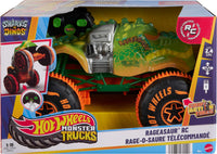 Thumbnail for Hot Wheels Monster Trucks Remote-Control Toy Vehicle, 1:15 Scale Rageasaur RC with Grip Action Tires for Off-Roading & Wheelie Stunting