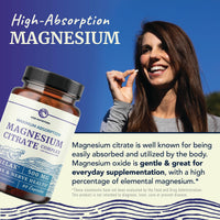 Thumbnail for Magnesium Citrate Complex 500 MG for Calm & Relaxation | High Absorption Magnesium Supplement | Citrato de Magnesio | Constipation & Digestion Support Non-GMO Soy-Free | 60 Mag Citrate Capsules