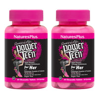 Thumbnail for NaturesPlus Source of Life Power Teen for Her, Natural Berry - 60 Chewable Tablets, Pack of 2 - High Potency Multivitamin - Sugar Free, Vegan - 60 Total Servings