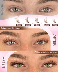 Thumbnail for Brown Lash Clusters Kit Natural 300Pcs Wispy Lashes Cluster Eyelash Cluster Extensions Kit C Curve Individual Lashes Extensions Kit For DIY Waterproof & Long - Lasting (Light Brown10-16mm)
