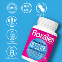 Thumbnail for Florajen Women's Complete Triple-Action Prebiotic + Probiotic + Postbiotic for Digestive & Immune Support - Fast-Acting Relief from Constipation & Bloating - Gluten-Free - Vegan - Non-GMO - 30-Count