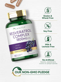 Thumbnail for Carlyle Resveratrol Complex - 180 Capsules - Trans Resveratrol Supplement with Grape Seed Extract - Non GMO, Gluten Free
