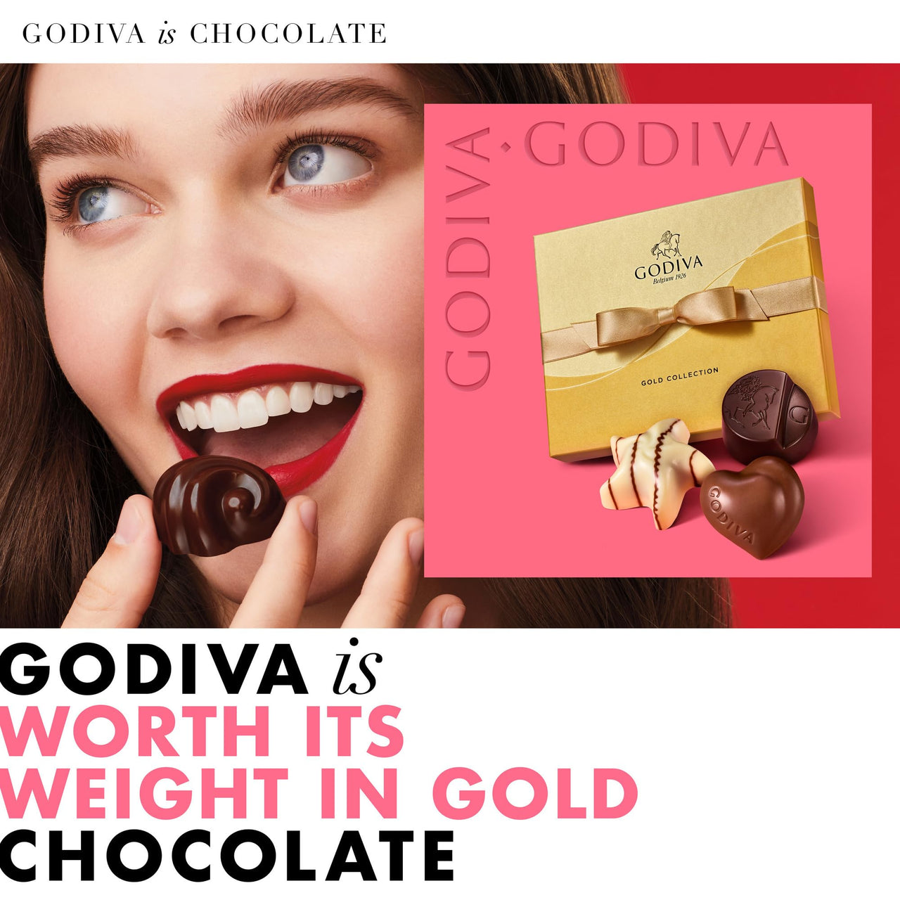 Godiva Chocolatier Chocolate Gift Box for Birthday, Thank You, Anniversary, Congratulations Gift Basket Gold Ribbon Gourmet Candy Assortment with Praline, Caramel in Milk, White, Dark Chocolate, 19pc
