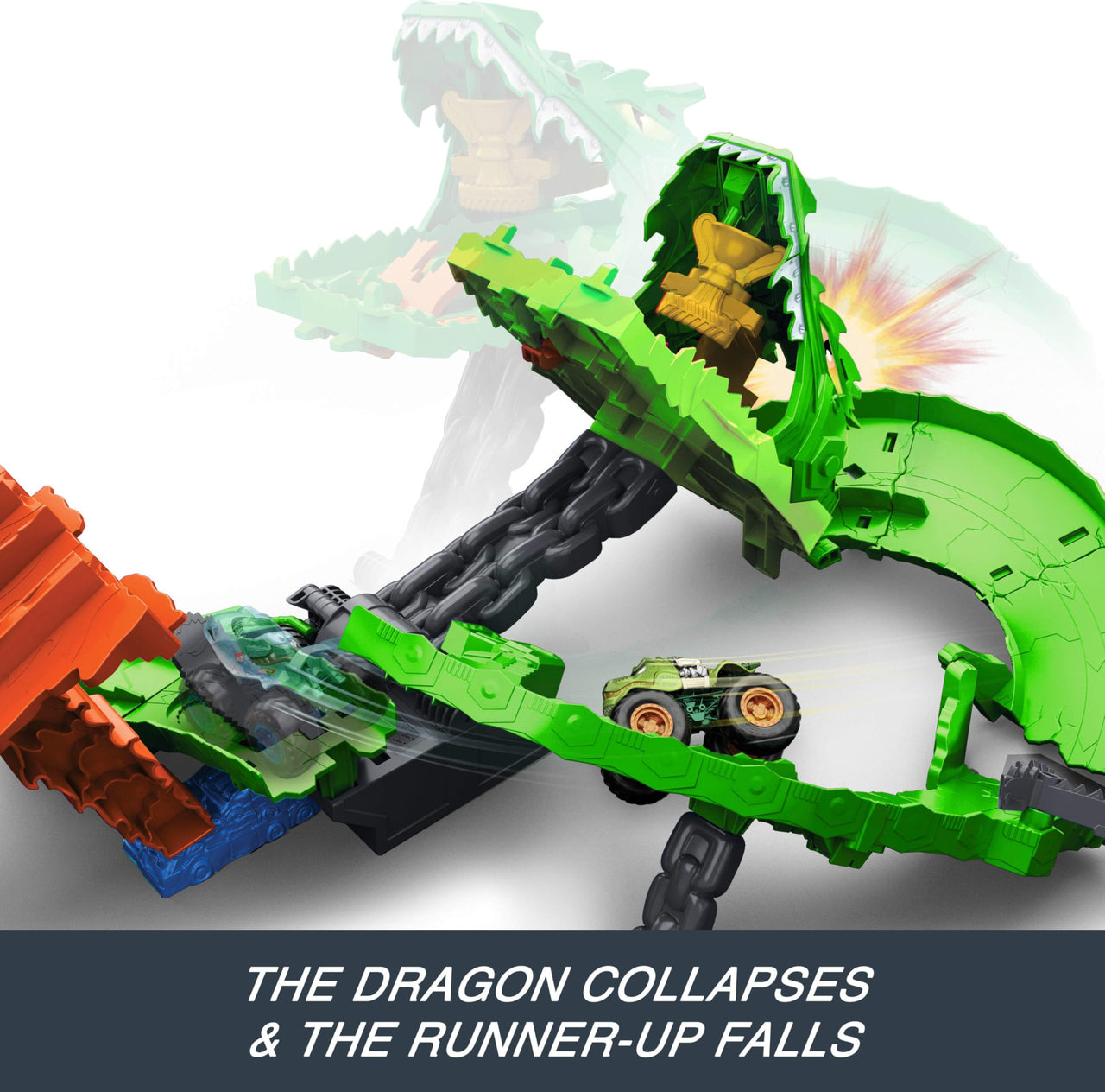 Hot Wheels Monster Trucks Sharks vs. Dinos Dragon Destruction Playset