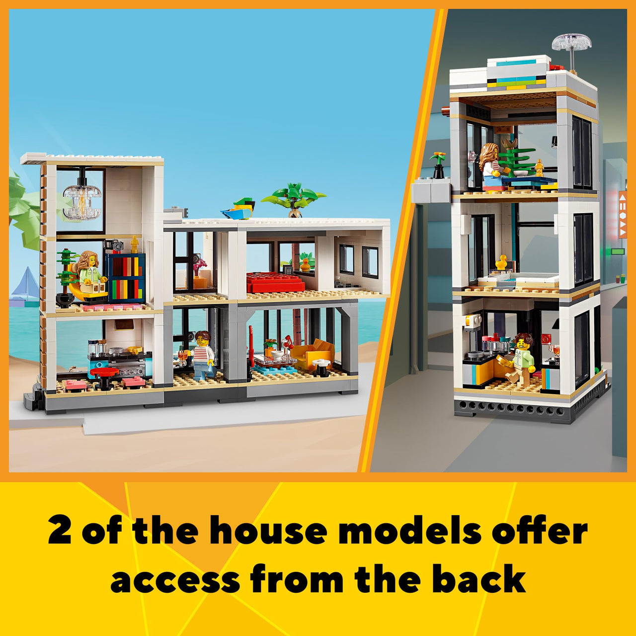 LEGO Creator 3 in 1 Modern Toy House - Kids Toy Building Set with 3 Building Options for Boys & Girls, Ages 9+ - with 2 Minifigures for Pretend Play - Gift Idea for Birthday - 31153