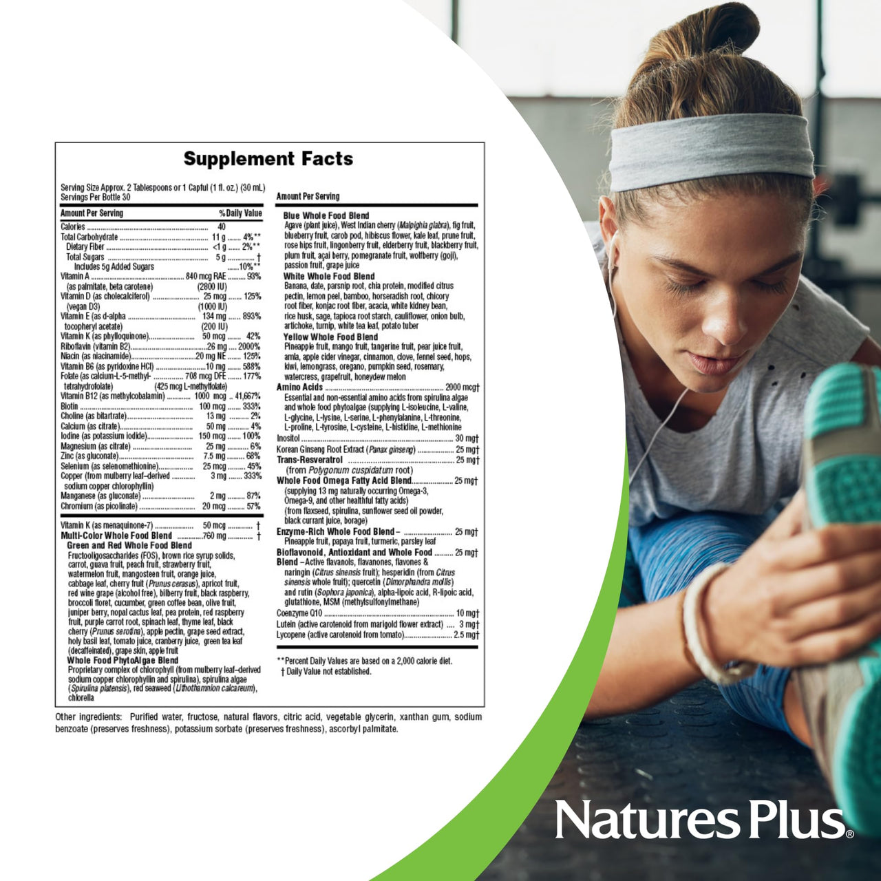 NaturesPlus Source of Life GOLD Multivitamin Liquid - 30 oz - With Vitamins D3, B12 & K2 - Blood, Bone & Immune Support - Vegetarian & Gluten Free - 30 Servings