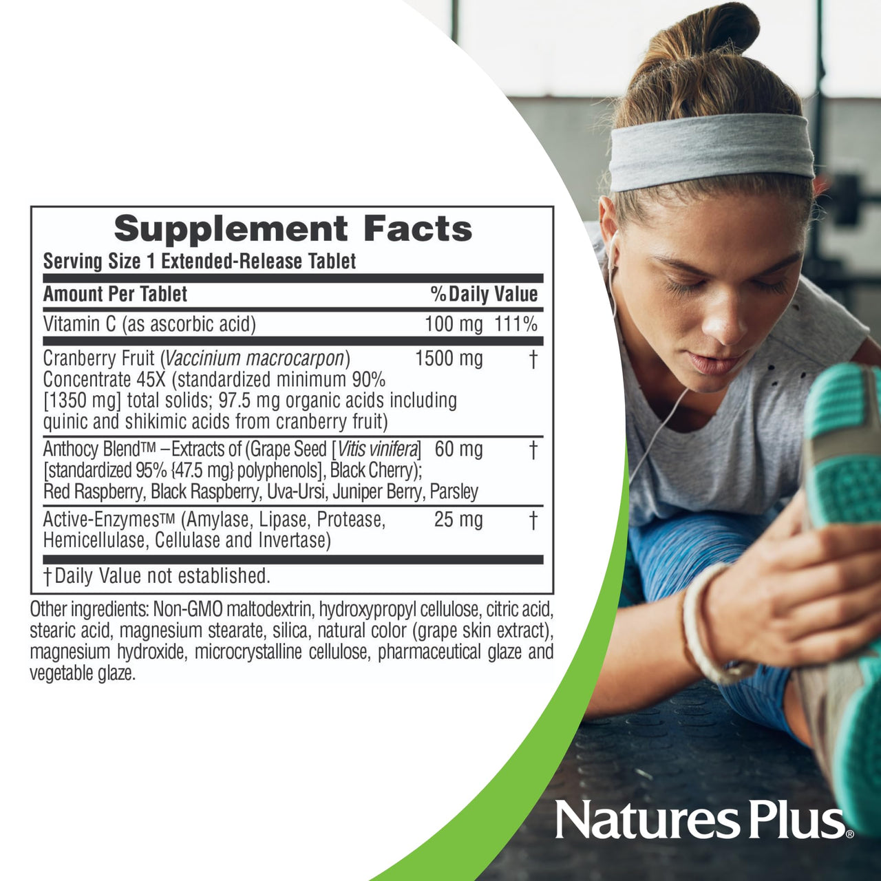 NaturesPlus Herbal Actives Ultra Cranberry 1500, 30 Tablets - Urinary Tract Support - Vegetarian, Gluten Free - 30 Servings