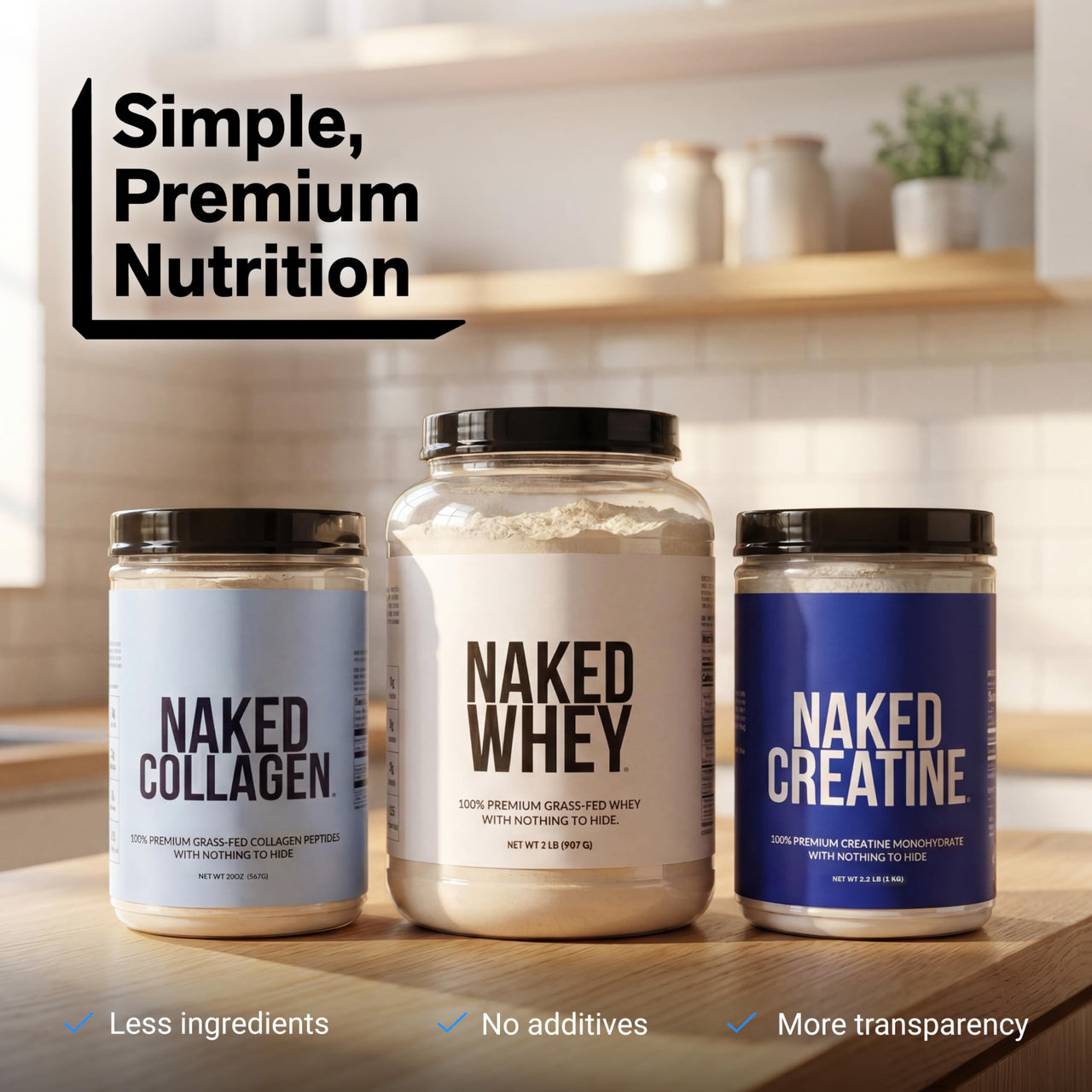 NAKED Whey Chocolate Protein Powder - Only 3 Ingredients - Grass Fed Whey Protein Powder, Organic Chocolate and Organic Coconut Sugar, NSF Certified, No GMO, No Soy, and Gluten Free - 24 Servings