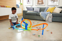 Thumbnail for Hot Wheels Toy Car Track Set, Launch and Loop Playset & 1:64 Scale Die-Cast Vehicle, Crash Area on Figure 8 Track with Loop-Kicker Booster