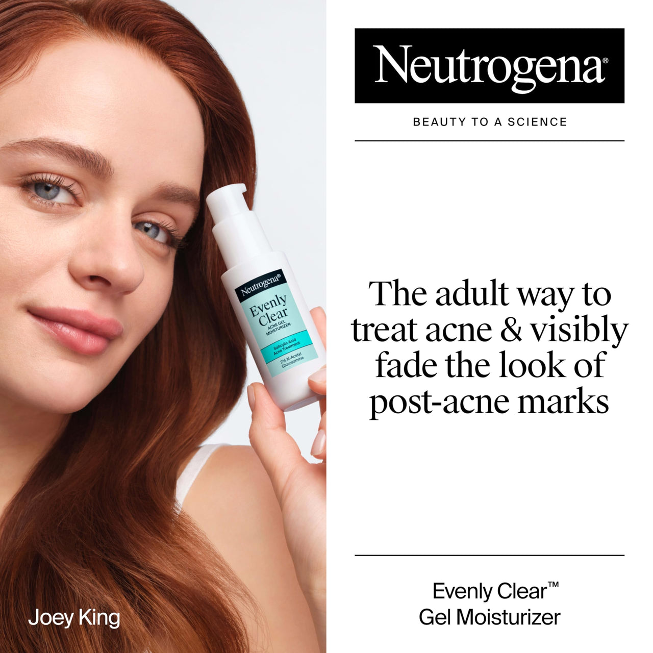 Neutrogena Evenly Clear Acne Gel Moisturizer with Salicylic Acid & N-Acetyl Glucosamine, Lightweight Non-Greasy Face Moisturizer Helps Treat Breakouts & Visibly Fade the look of Post-Acne, 1.7 fl. oz