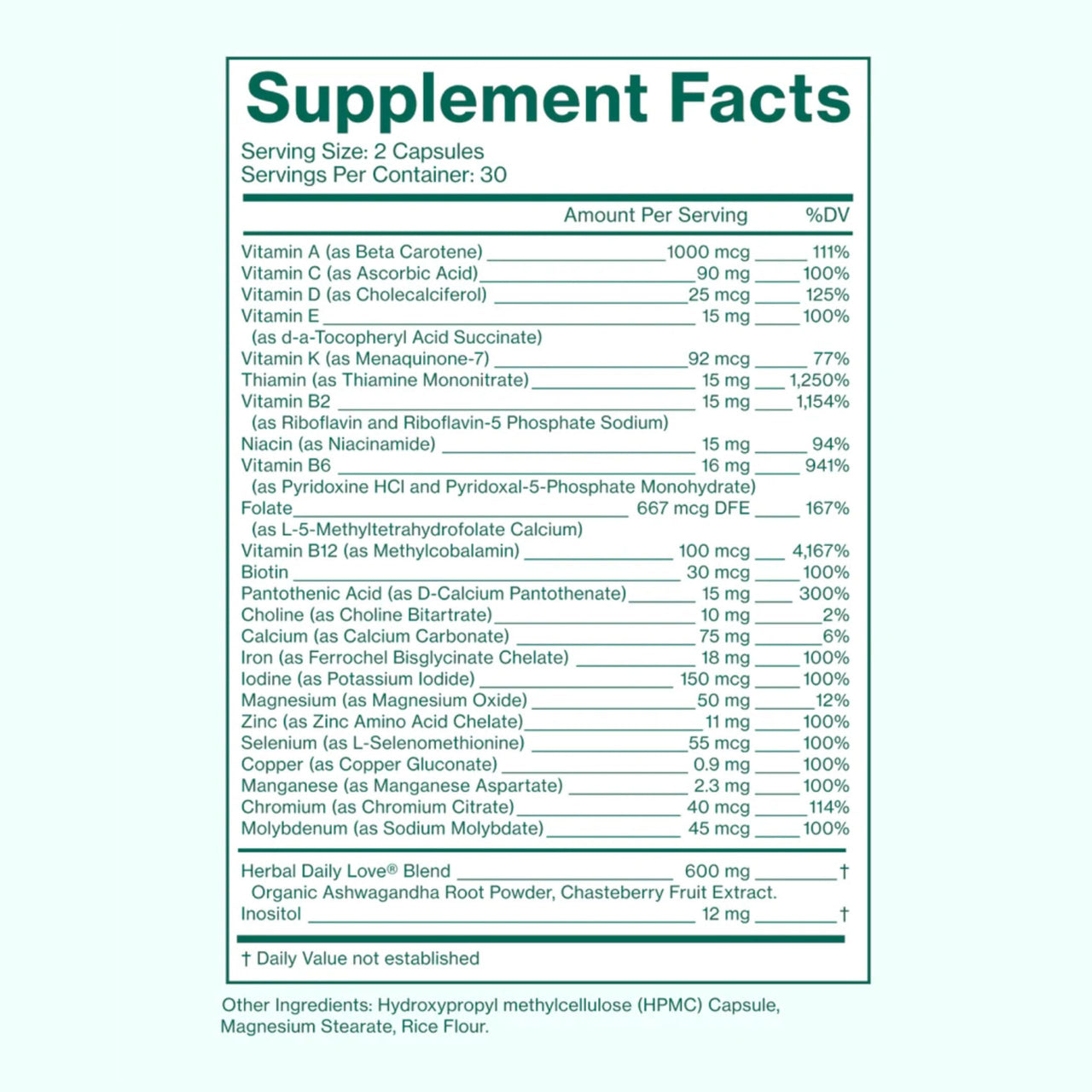 Love Wellness Daily Love Multivitamin for Women | Supports Energy, Cortisol, Immune Health, Stress Relief, & PMS | Complete with Vitamin D, C, Iron, Calcium, Zinc, & Biotin, Magnesium | 60 Count