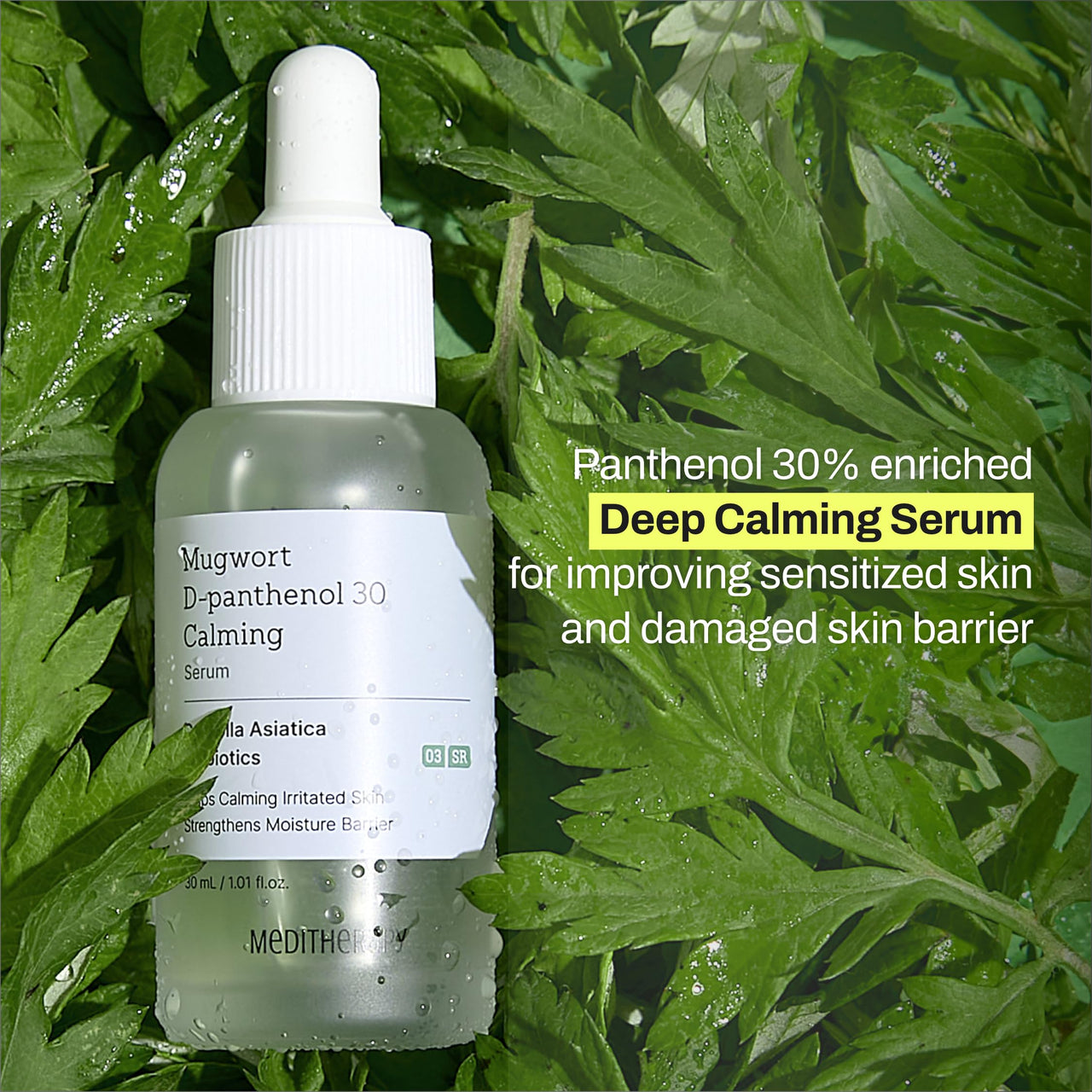 MEDITHERAPY Mugwort D-Panthenol 30 Calming Serum, High Concentration for Skin Barrier & Deep Calming, Pure Ingredients, Korean Skincare 1.01 fl.oz