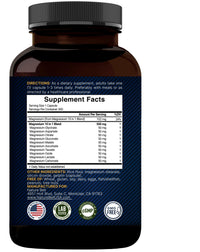 Thumbnail for Magnesium Complex 500mg, 300 Capsules | 10-in-1 Magnesium Glycinate, Citrate, Malate & More | Chelated Form for Easy Absorption | Non-GMO