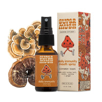 Thumbnail for SuperMush Daily Immunity Mouth Spray Organic - Mushroom Immunity Spray Supplements - Turkey Tail & Reishi Mixed Mushrooms Extract - Immune & Digestive Health Support - 30ml Pure & Organic Turkey Tail