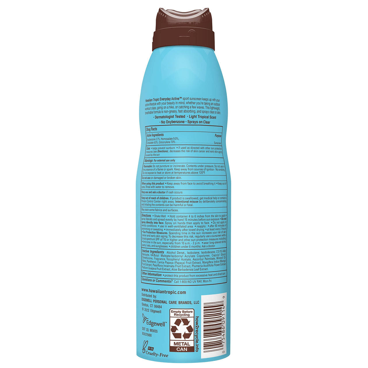 Hawaiian Tropic Everyday Active Spray Sunscreen SPF 50 | Body Sunscreen Spray SPF 50, Sunblock, Oxybenzone Free, 6oz each Twin Pack