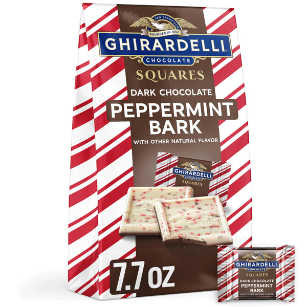 Image 1 of GHIRARDELLI Dark Chocolate Peppermint Bark Chocolate Squares, 7.7 OZ Bag