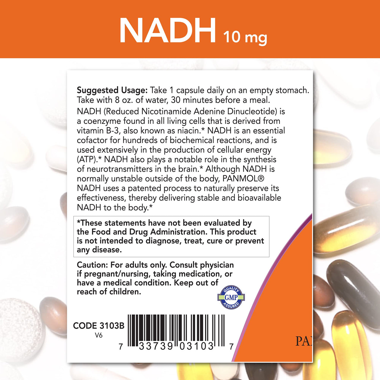NOW Foods NADH with Ribose, 10 mg, 60 Vcaps