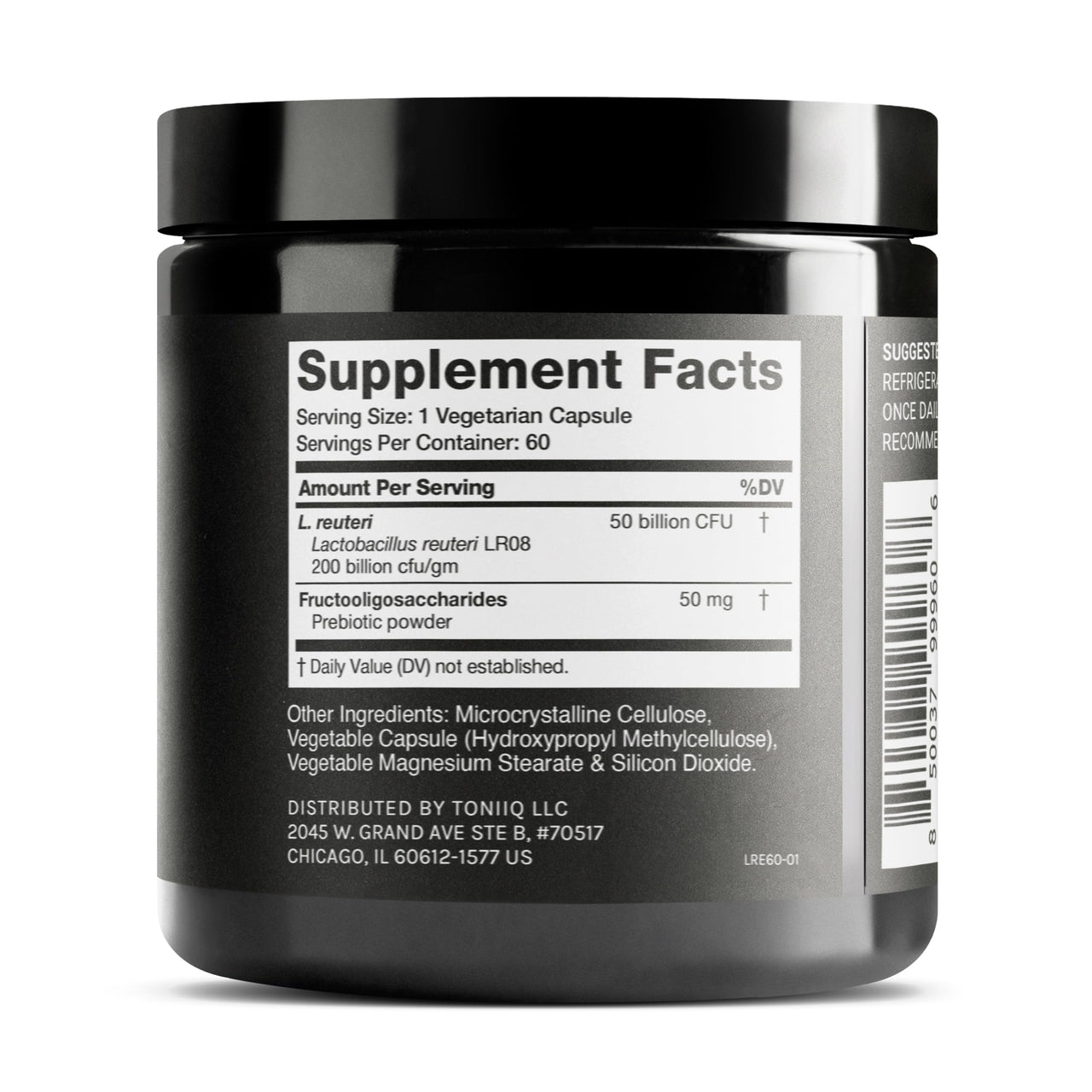 Toniiq 50 Billion CFU Lactobacillus Reuteri Probiotic 50mg per Serving - L Reuteri Probiotics - Highest CFU Count Lactobacillus Reuteri Probiotic - 60 Vegetarian Capsules - 60 Servings