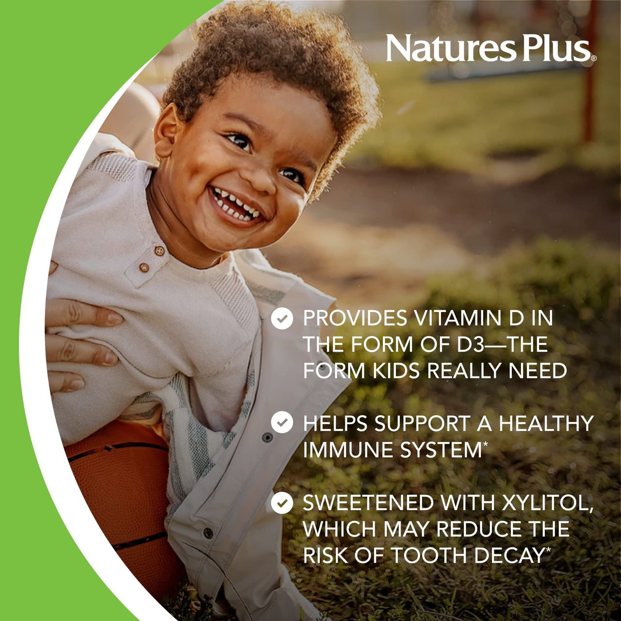 Natures Plus Animal Parade Sugar-Free Children's Vitamin D3 - 500 IU - Black Cherry Flavor - 90 Chewable Animal Shaped Tablets - Bone Health & Immune System Support - 90 Servings