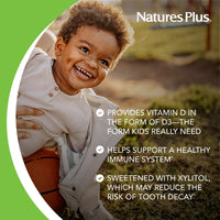 Thumbnail for Natures Plus Animal Parade Sugar-Free Children's Vitamin D3 - 500 IU - Black Cherry Flavor - 90 Chewable Animal Shaped Tablets - Bone Health & Immune System Support - 90 Servings